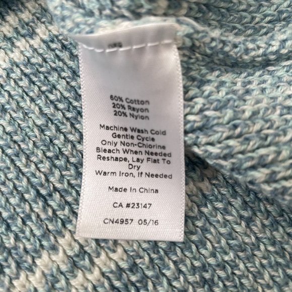 Talbots Sweater Womens Small Light Teal Blue Striped Knit Top Pullover Zip Back - Picture 4 of 7
